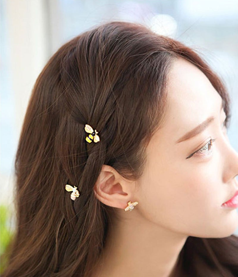 yueton Pack of 4 Women Honeybee Metal Hairpin Bee Crystal Hair Side Clip Barrette Bobby Pin Hairpin Hair Accessories - Image 3
